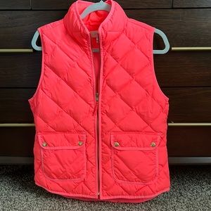 J. Crew neon coral puffer vest
